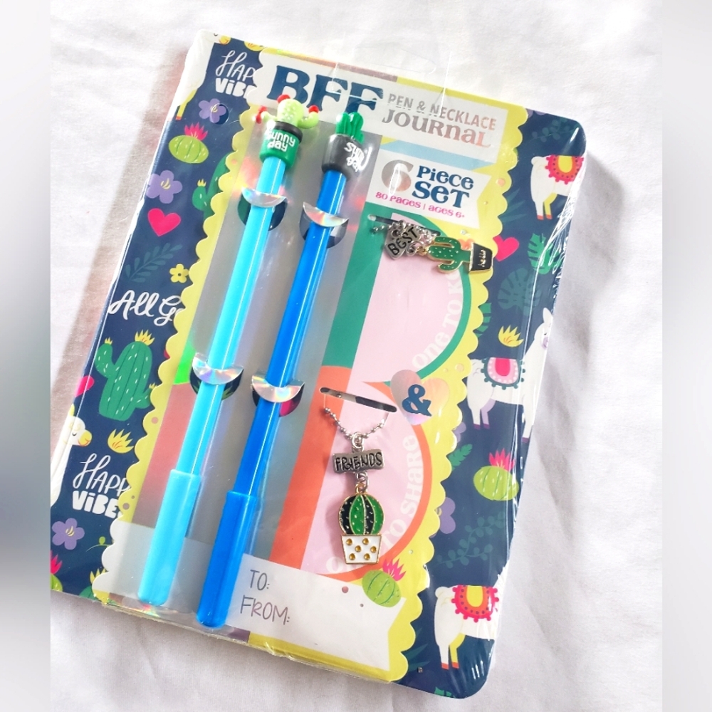 BFF Pen & Necklace Journal Set - Cactus Theme